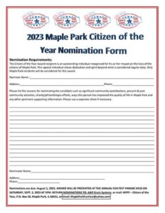 Citizen of the Year Nomination Form 2023